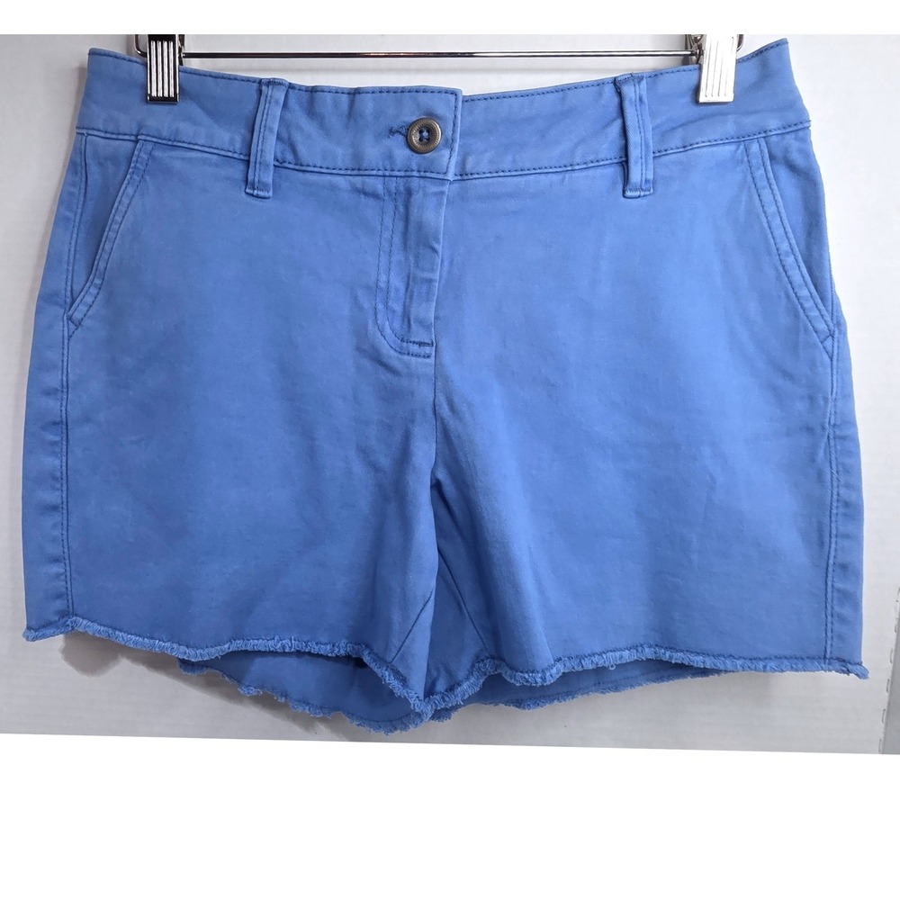 Land 'n Sea Washed Blue Chino Twill Shorts Frayed Hem Size 2 3.5"